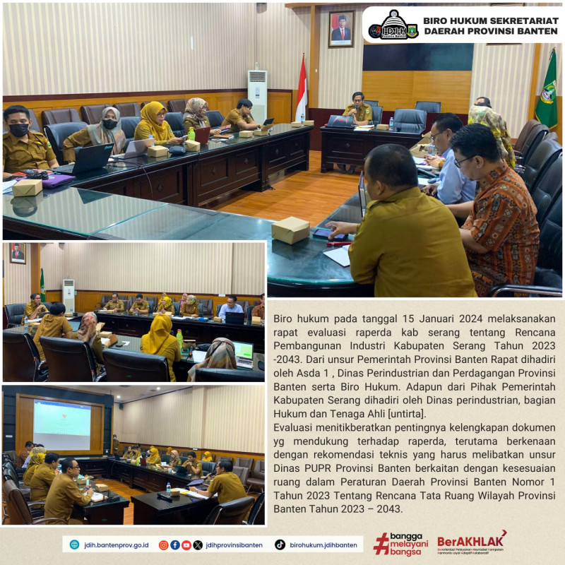 Rapat Evaluasi Rancangan Peraturan Daerah Kabupaten Serang tentang Rencana Pembangunan Industri Kabupaten Serang Tahun 2023 -2043