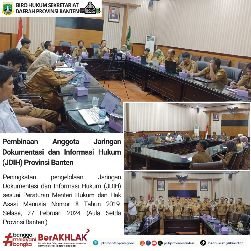 Pembinaan Anggota Jaringan Dokumentasi dan Informasi Hukum (JDIH) Provinsi Banten